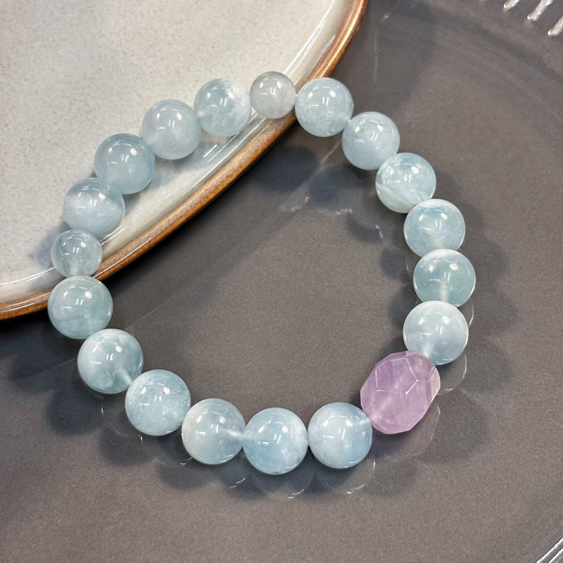Blue Quartz Auralite 23 Crystal Bracelet – Collector-Grade Spiritual Jewelry for Meditation & Inner Balance