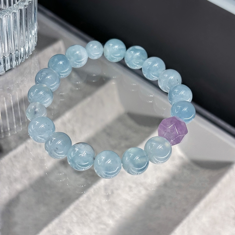 Blue Quartz Auralite 23 Crystal Bracelet – Collector-Grade Spiritual Jewelry for Meditation & Inner Balance