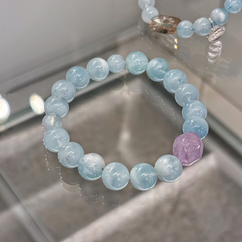 Blue Quartz Auralite 23 Crystal Bracelet – Collector-Grade Spiritual Jewelry for Meditation & Inner Balance