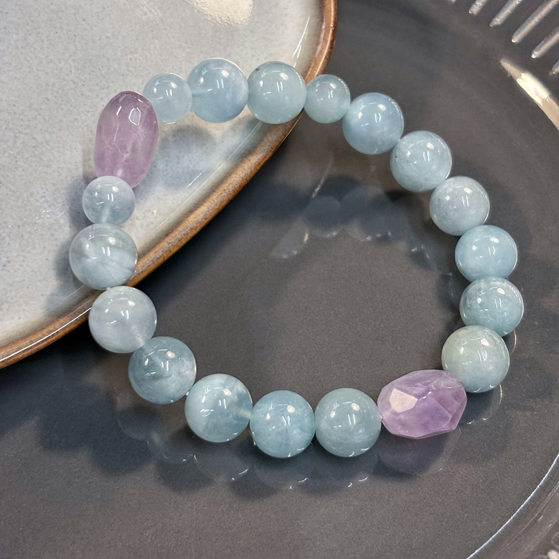 Blue Quartz Auralite 23 Crystal Bracelet – Collector-Grade Spiritual Jewelry for Meditation & Inner Balance