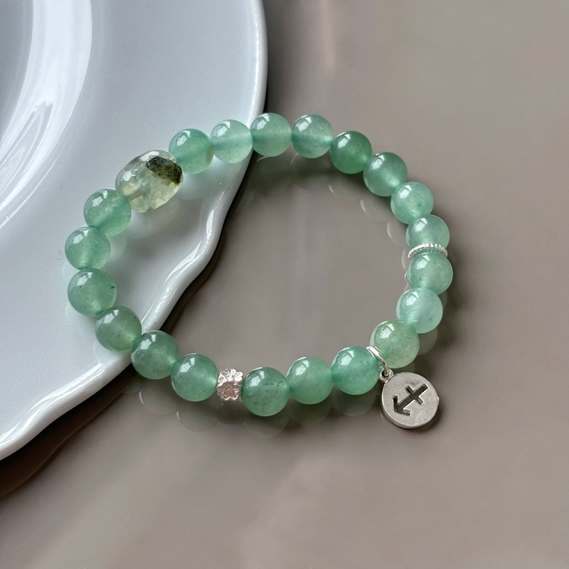 Green Quartz Gold Rutilated Quartz & Green Phantom Bracelet – Wealth and Career Energy Crystal Jewelry
