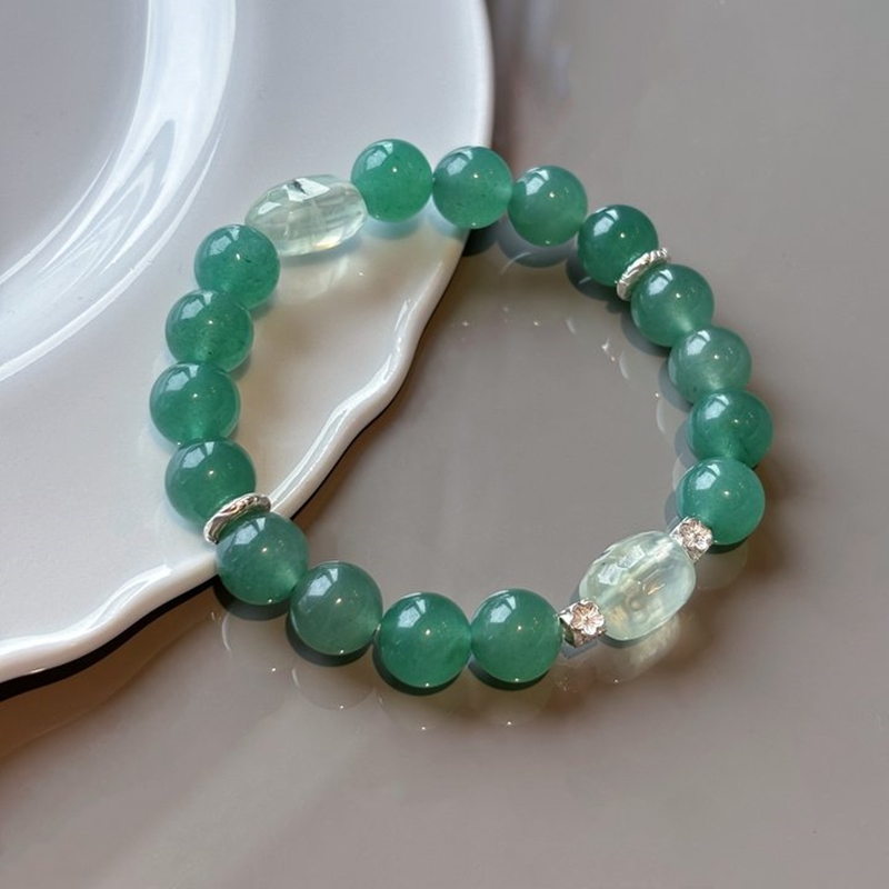 Green Quartz Aquamarine and Clear Quartz Bracelet – A Meaningful Wish Gift for Courage, Hope & Inner Calm