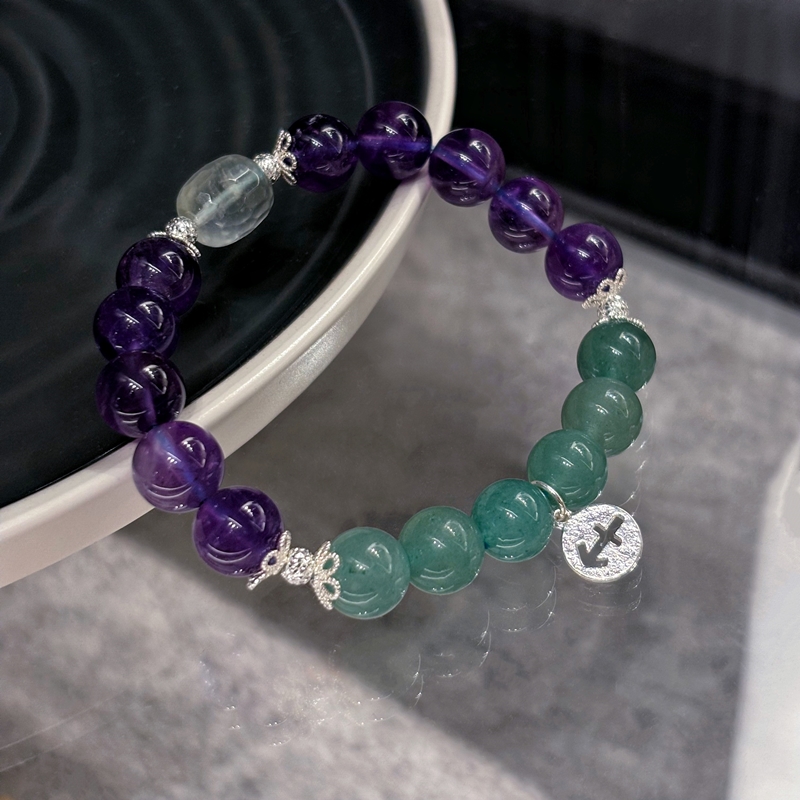 Green Quartz Gold Rutilated Quartz & Green Phantom Bracelet – Wealth and Career Energy Crystal Jewelry