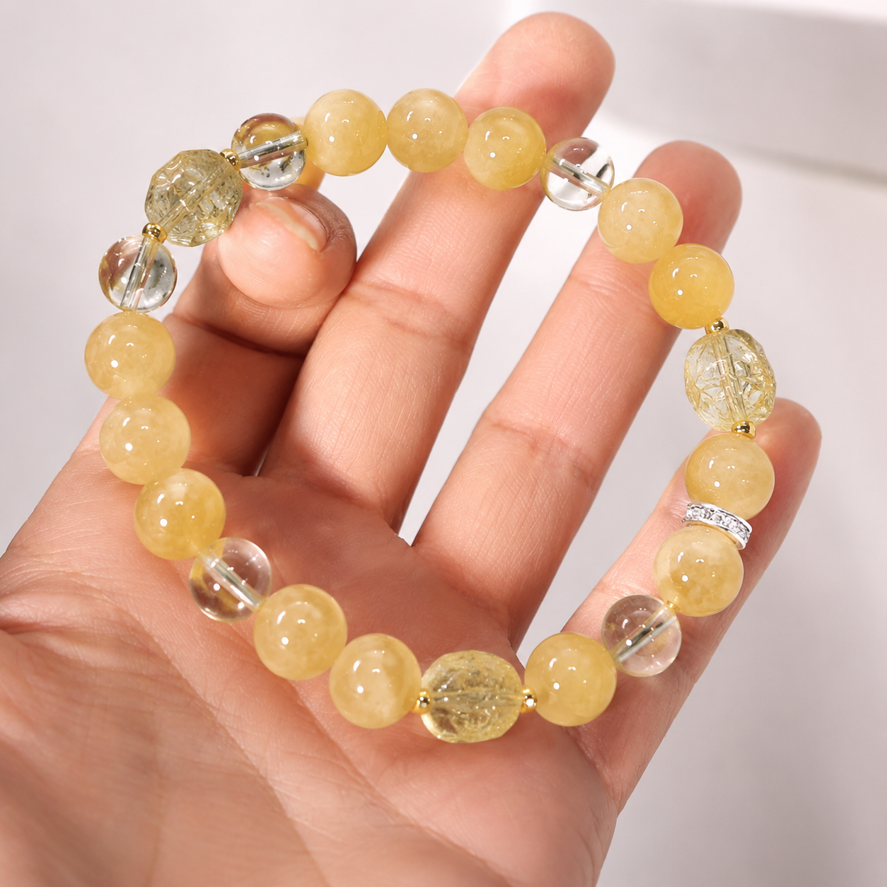 暖陽顯化・金髮晶x暖黃阿賽手鍊 - 豐盛喜悅的都會高智美學 | 白水晶淨化・輕奢高階通勤款