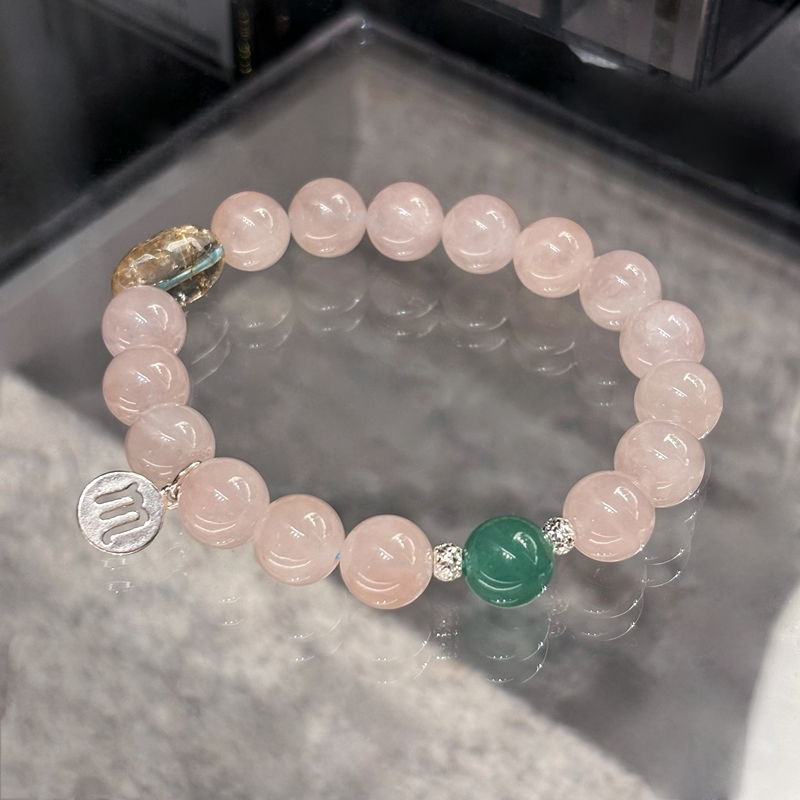 Rose Quartz Strawberry Quartz & Moonstone Bracelet – Love Energy Crystal Jewelry for Romance, Self-Love and New Connections