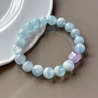 Blue Quartz Auralite 23 Crystal Bracelet – Collector-Grade Spiritual Jewelry for Meditation & Inner Balance