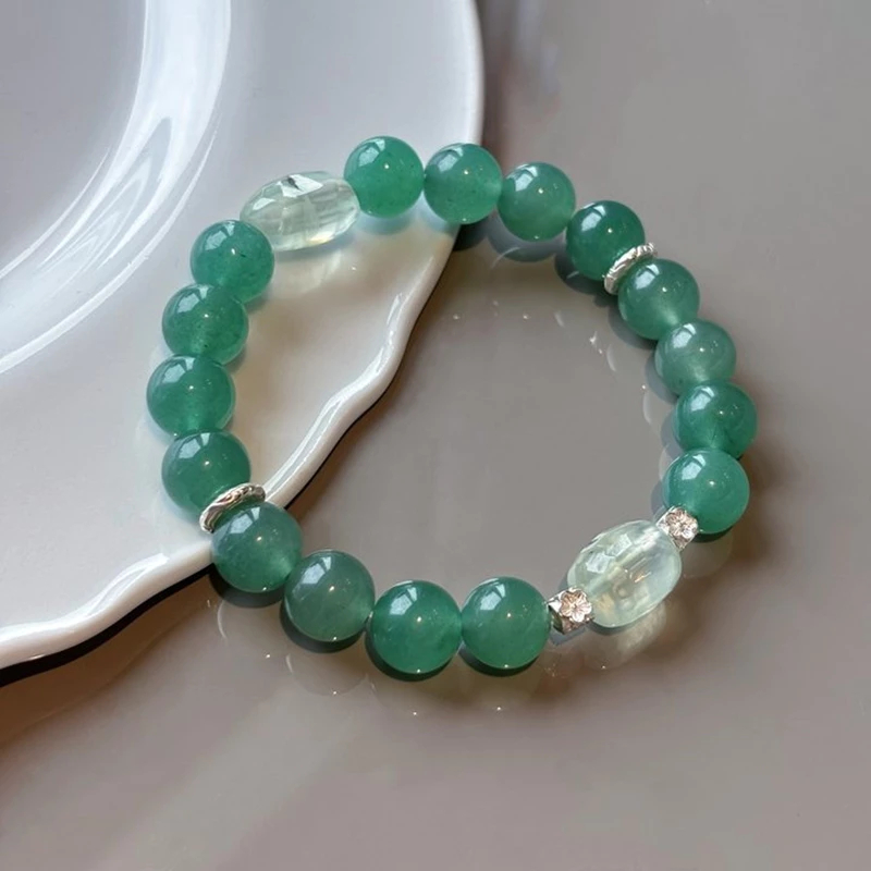 Green Quartz Gold Rutilated Quartz & Green Phantom Bracelet – Wealth and Career Energy Crystal Jewelry