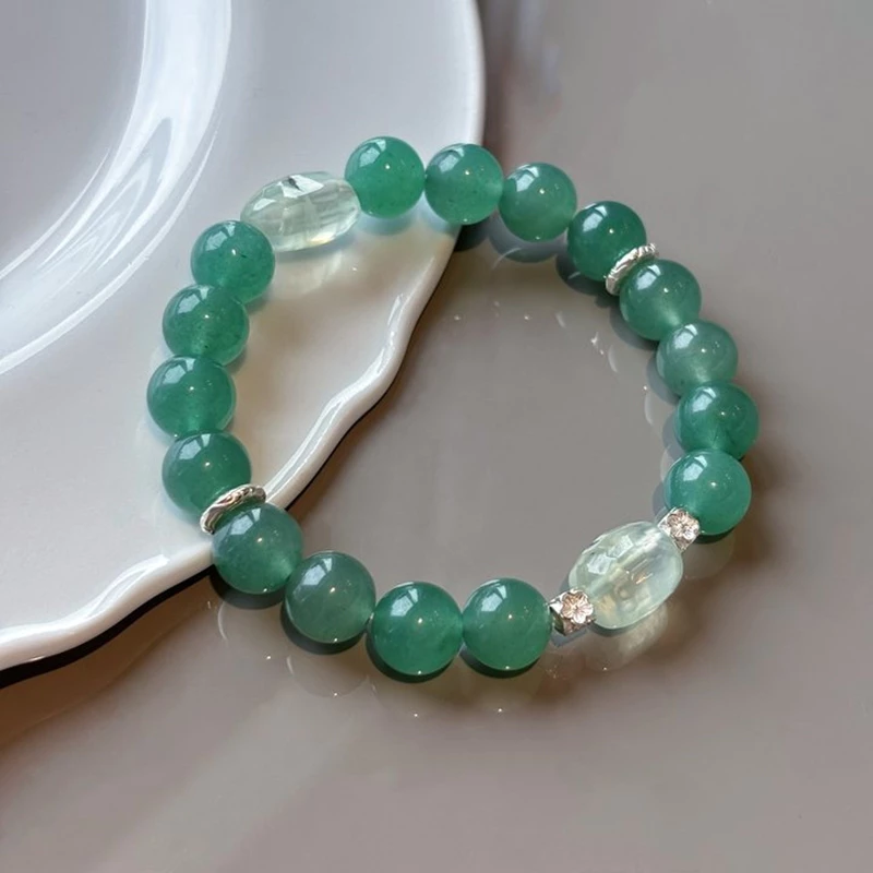 Green Quartz Gold Rutilated Quartz & Green Phantom Bracelet – Wealth and Career Energy Crystal Jewelry