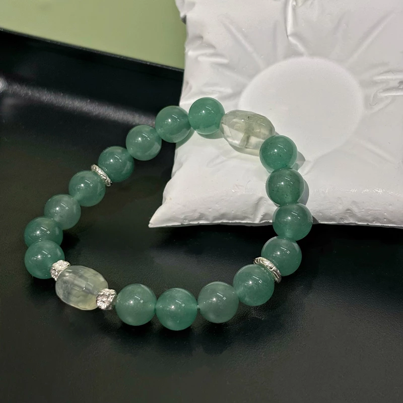 Green Quartz Gold Rutilated Quartz & Green Phantom Bracelet – Wealth and Career Energy Crystal Jewelry