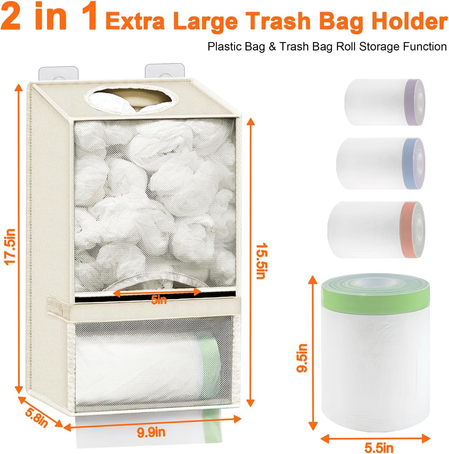 Extra large plastic bag holder capacity