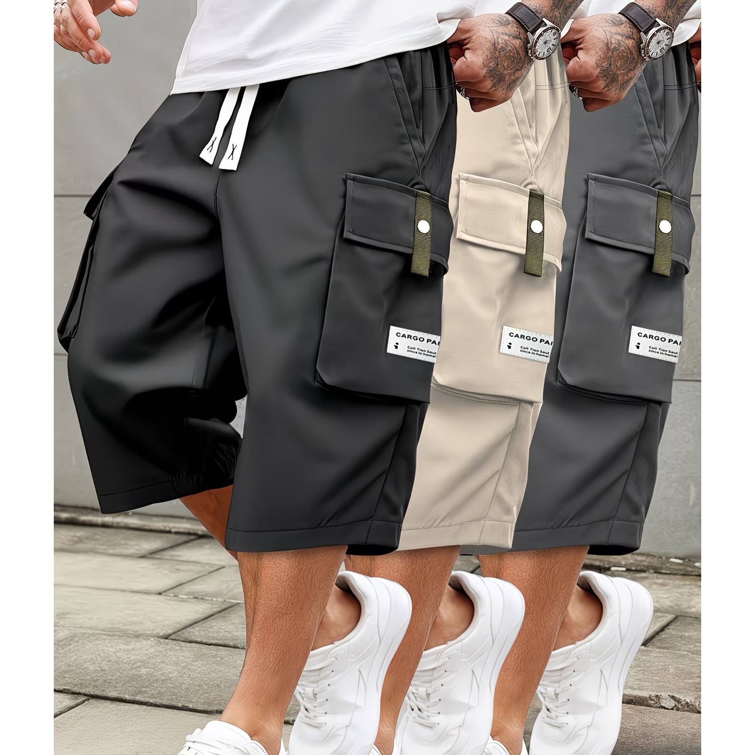 Men's Casual Cargo Shorts - Elastic Drawstring Waist & Multiple Pockets---Buy 3 Get Extra 25% Off & Free Shipping