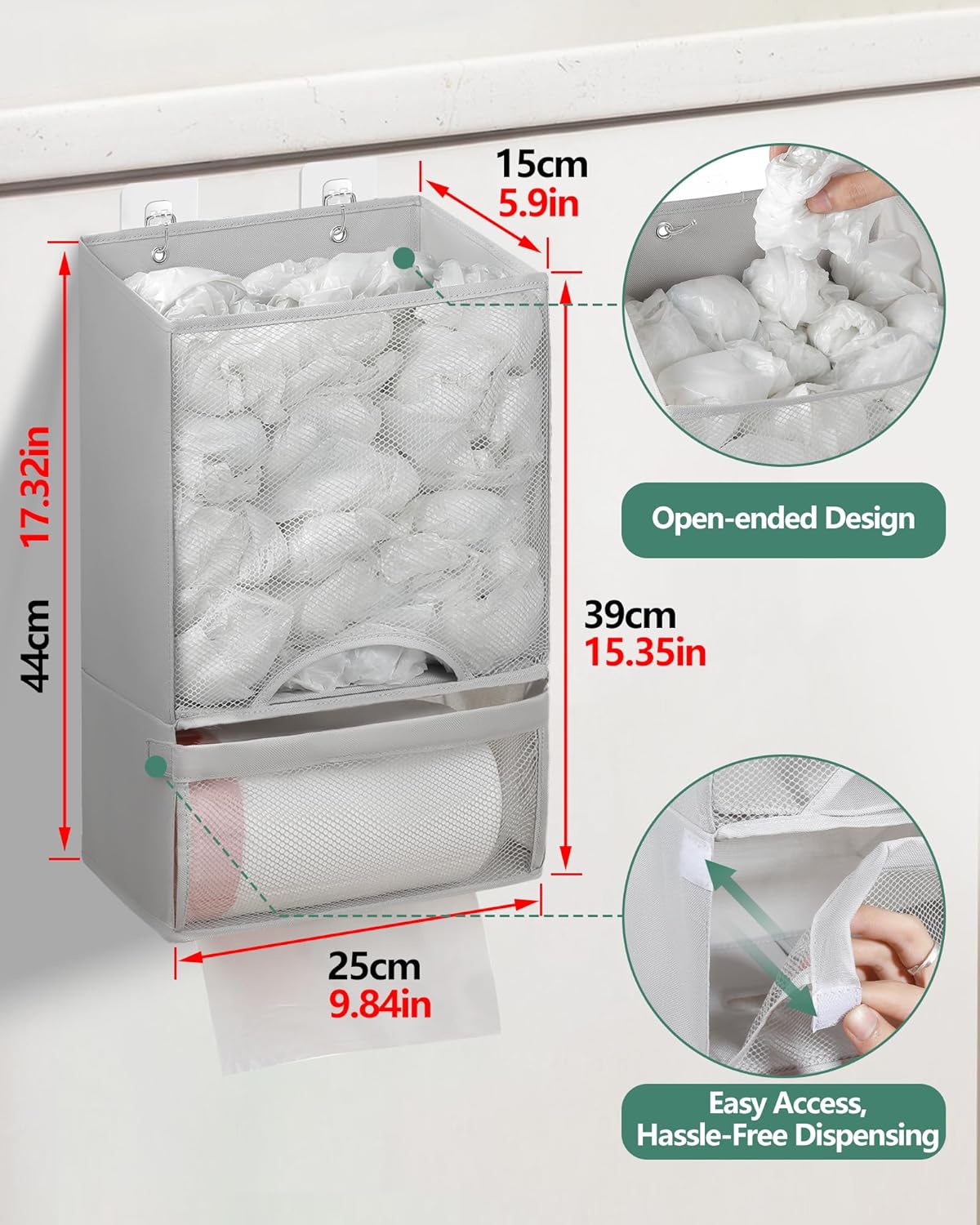 Reusable washable kitchen bag holder