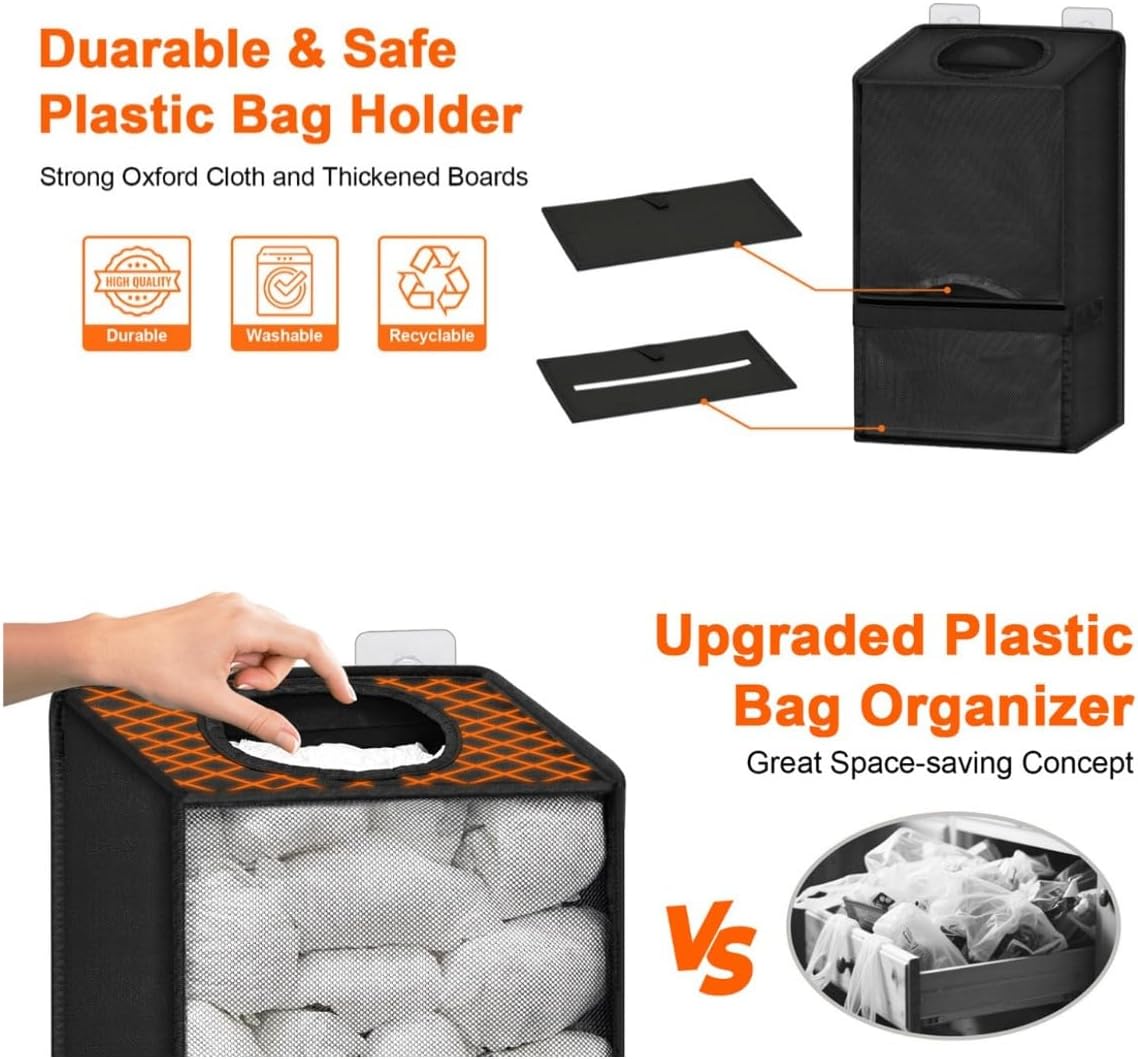 Wall mounted plastic bag holder easy installation