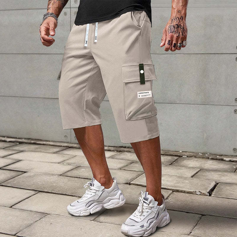 Men's Casual Cargo Shorts - Elastic Drawstring Waist & Multiple Pockets