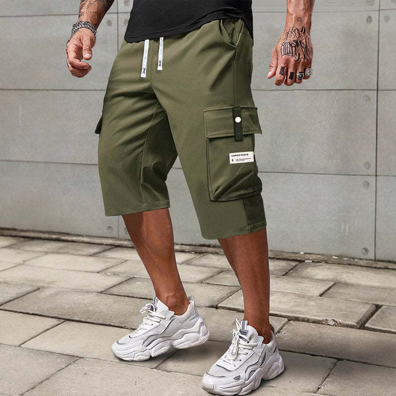 Men's Casual Cargo Shorts - Elastic Drawstring Waist & Multiple Pockets