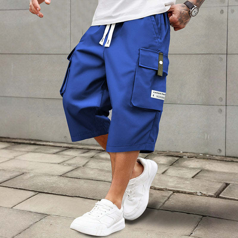 Men's Casual Cargo Shorts - Elastic Drawstring Waist & Multiple Pockets