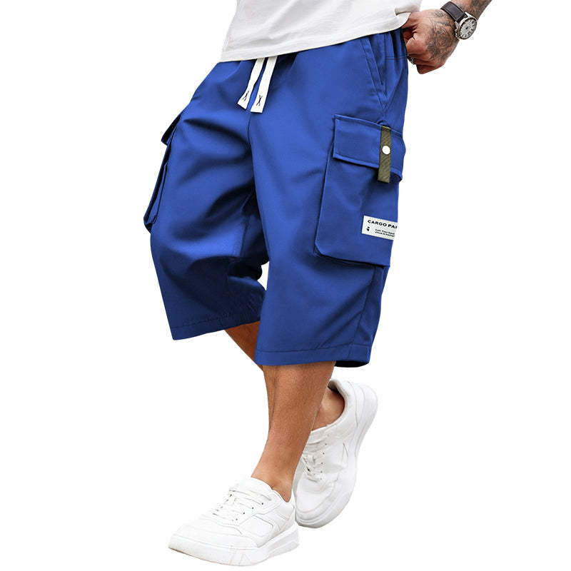 Men's Casual Cargo Shorts - Elastic Drawstring Waist & Multiple Pockets
