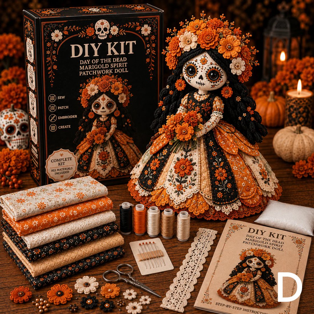 🔥50% OFF Last Day - Day of the Dead Patchwork Doll DIY Kit