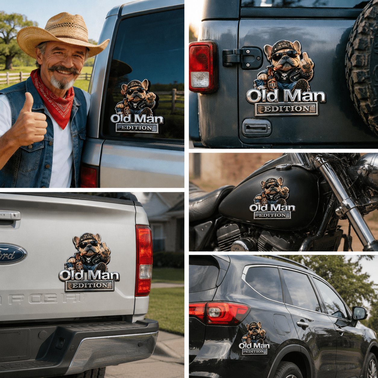 🚗 Funny Old Man Edition Vehicle Badge — 3D Chrome Metal Emblem, Perfect Father's Day & Birthday Gift for Dad, Grandpa, Husband, Truck & SUV Owners