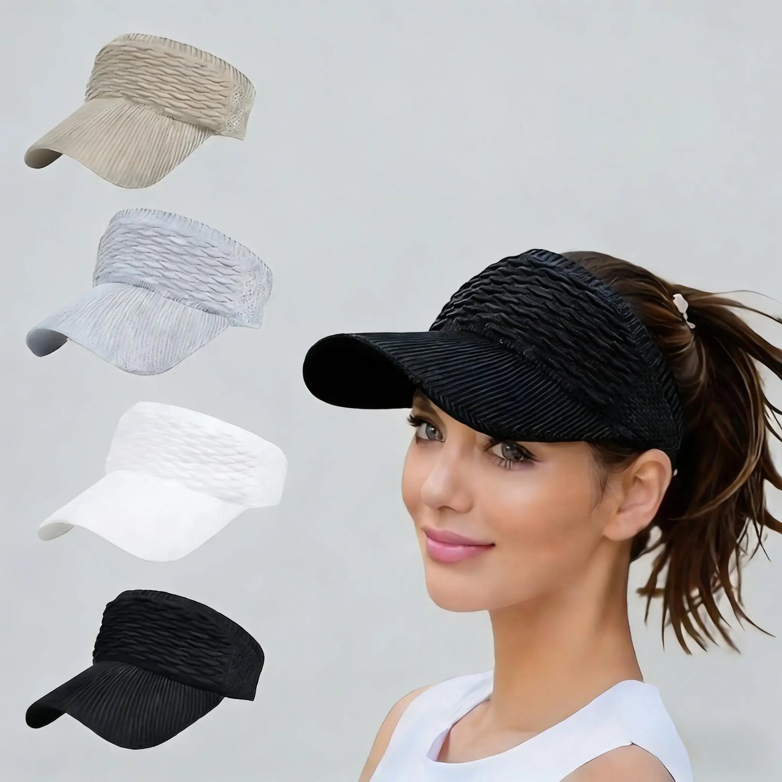 Women’s Open-Top Breathable UV-Protection High-Ponytail Sun Visor