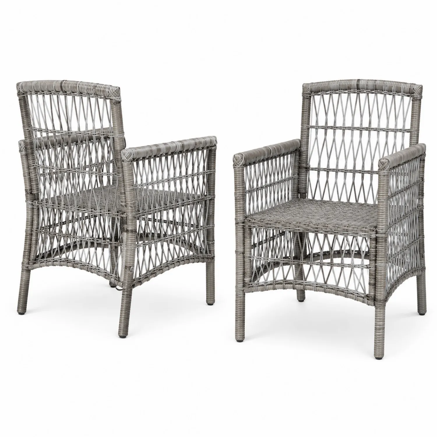 Conjunto de 2 sillas de ratán sintético gris con estructura de acero-Domlume