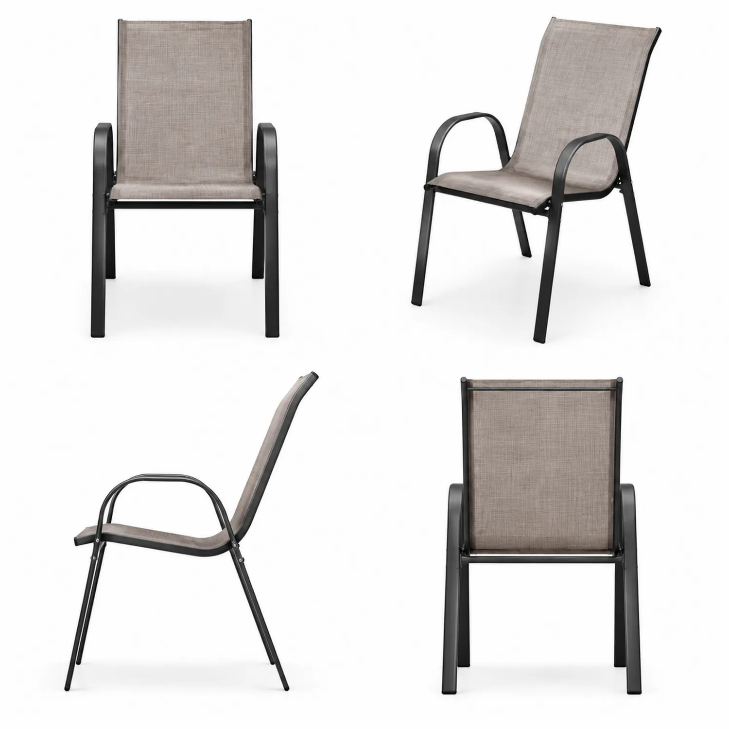 Silla de metal con tejido de textilene gris-Domlume