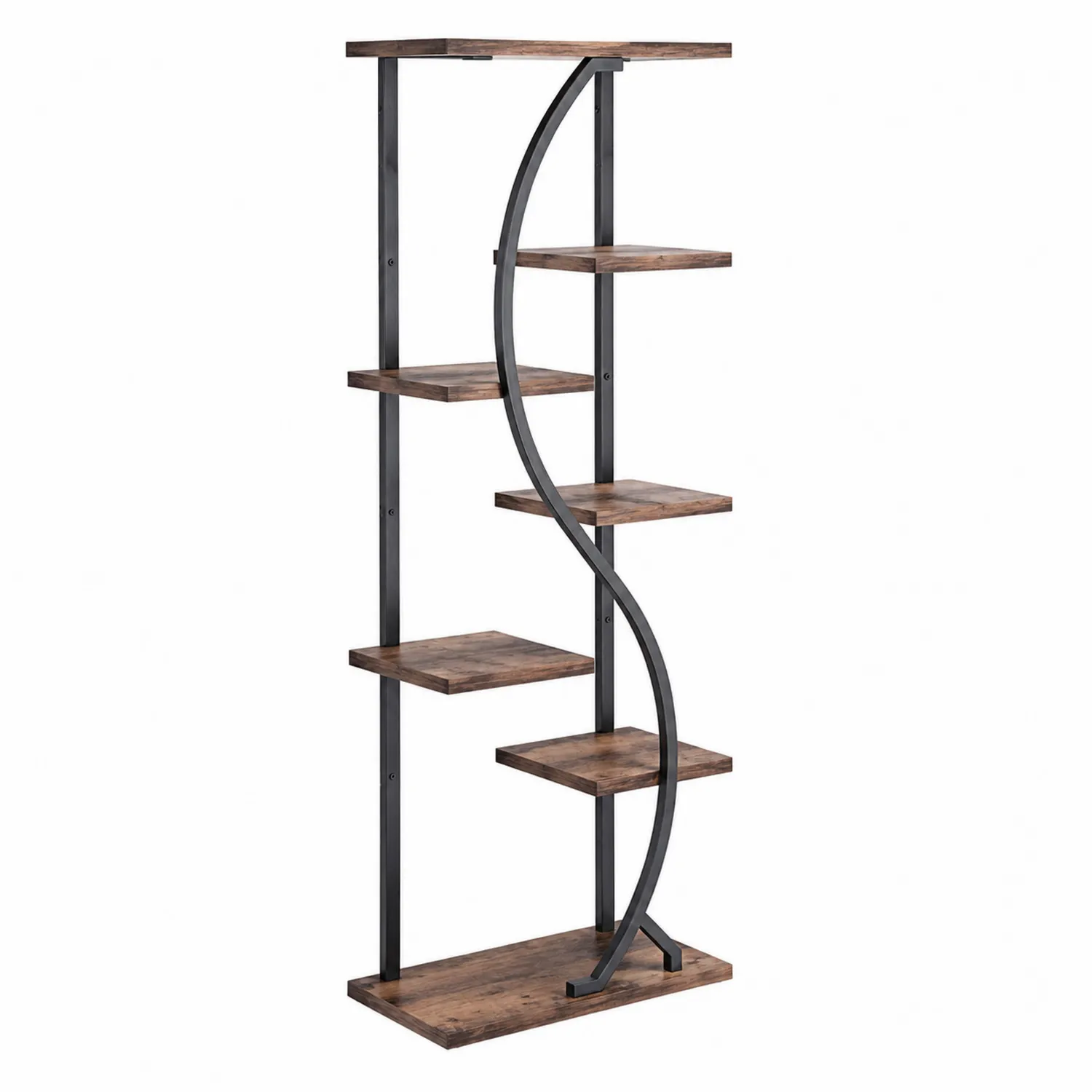 Estantería de metal y MDF 80x30x160 cm Marrón/Negro-Domlume