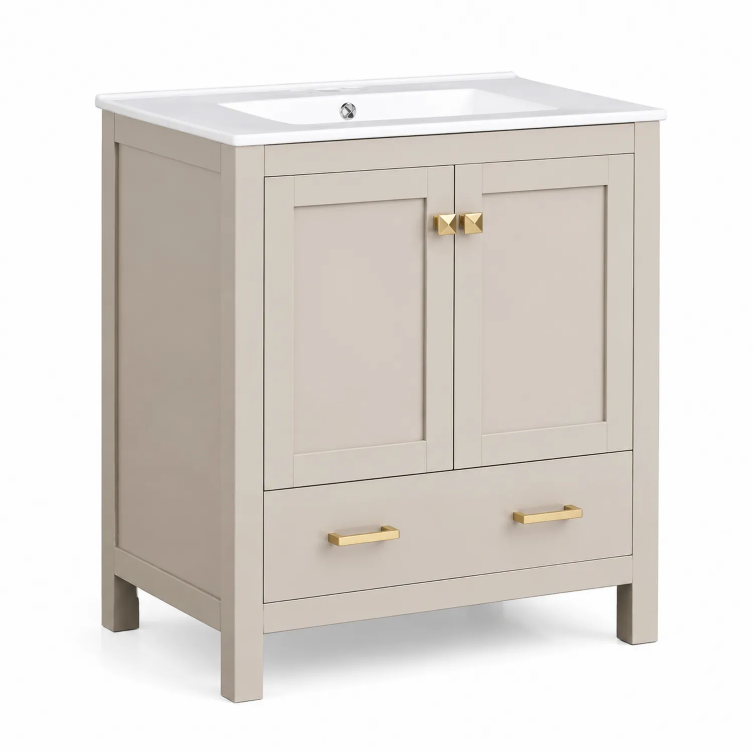 Mueble de lavabo de madera con encimera de cerámica Beige-Domlume