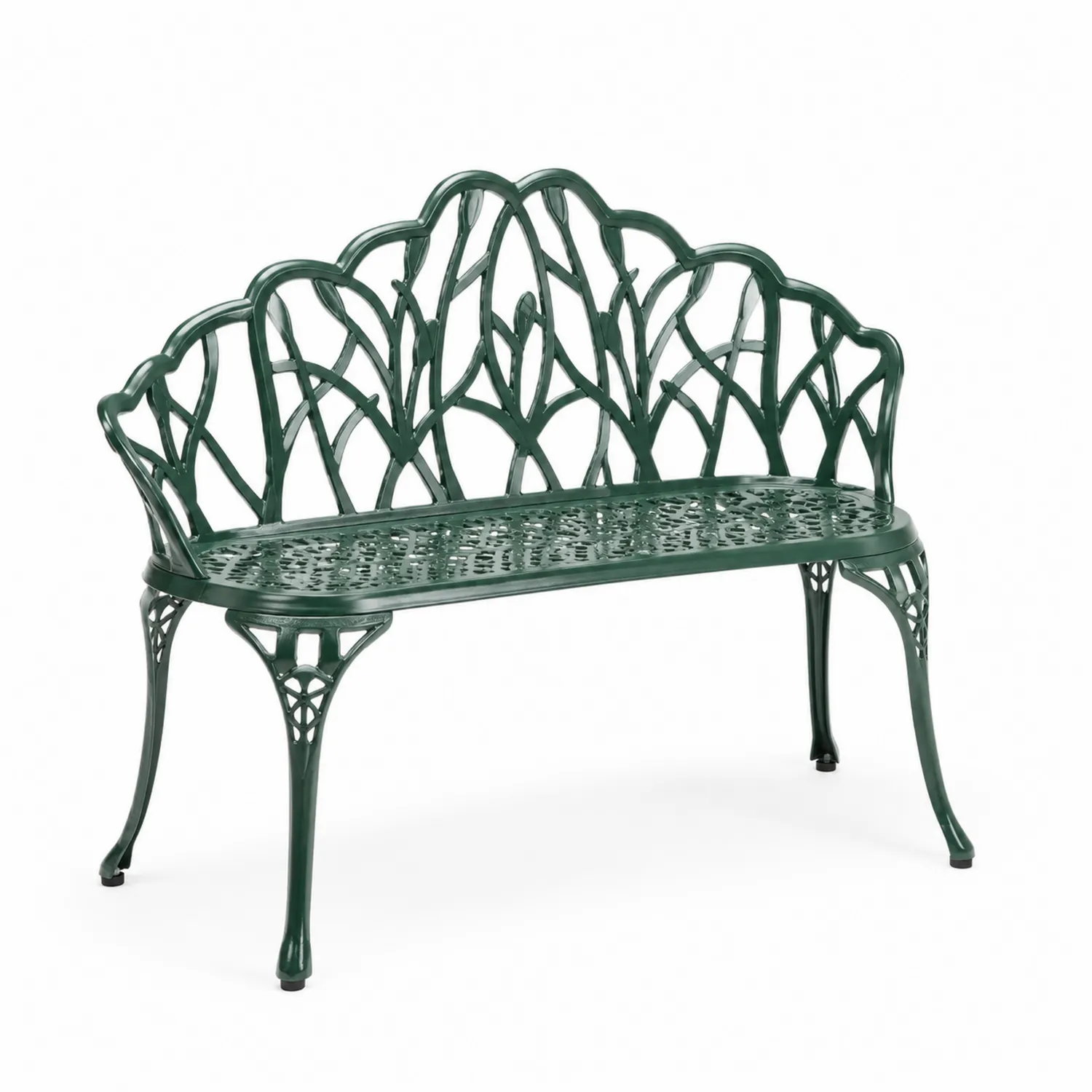 Banco de jardín de aluminio fundido 120 cm Verde-Domlume