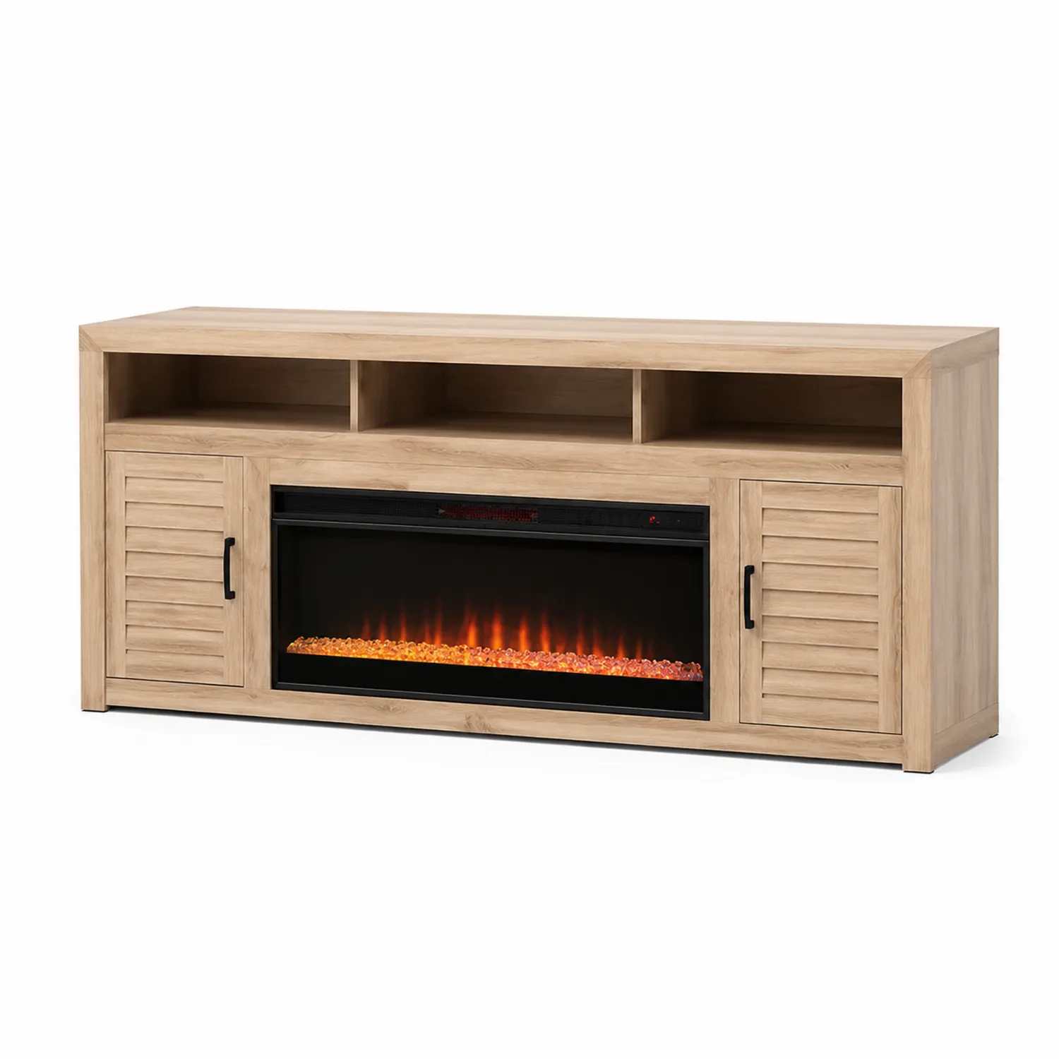 Mueble para TV de MDF con Chimenea Eléctrica Beige 160 cm-Domlume
