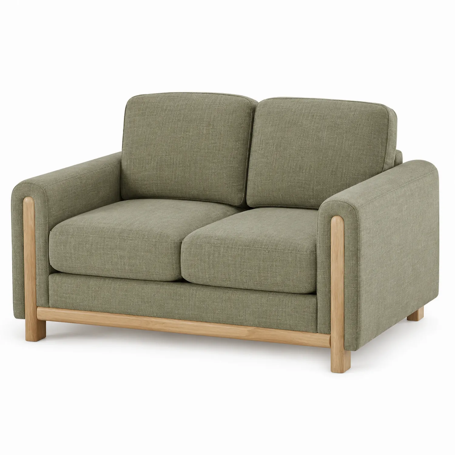 Sofá de dos plazas de tela y madera 150x90x85cm-Domlume