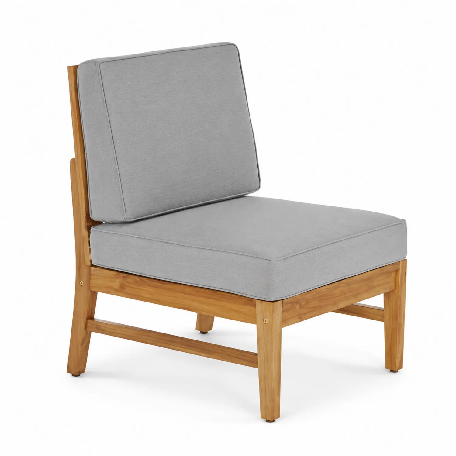 Sillón exterior madera teca cojines gris 74x85x72cm-Domlume