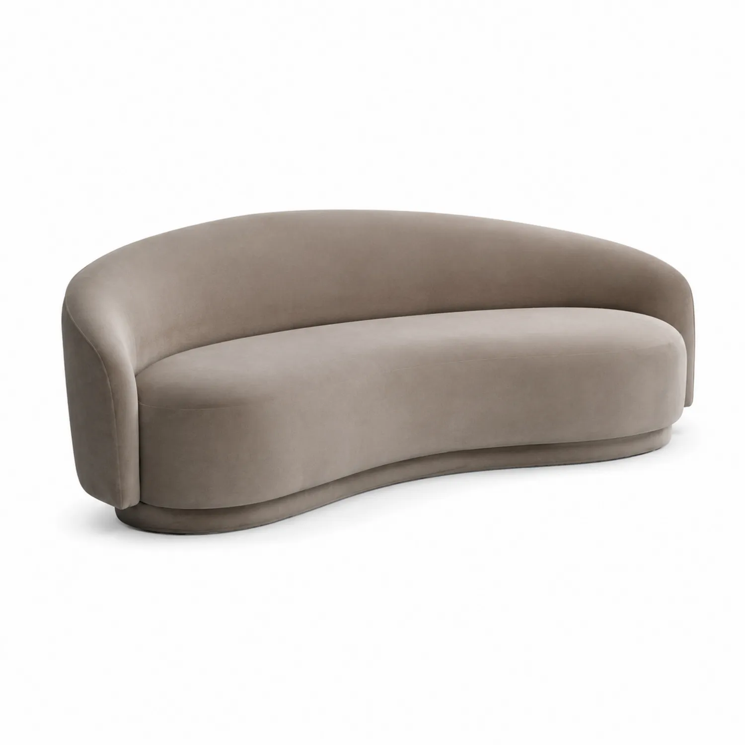 Sofá curvo de tela beige 220 cm-Domlume