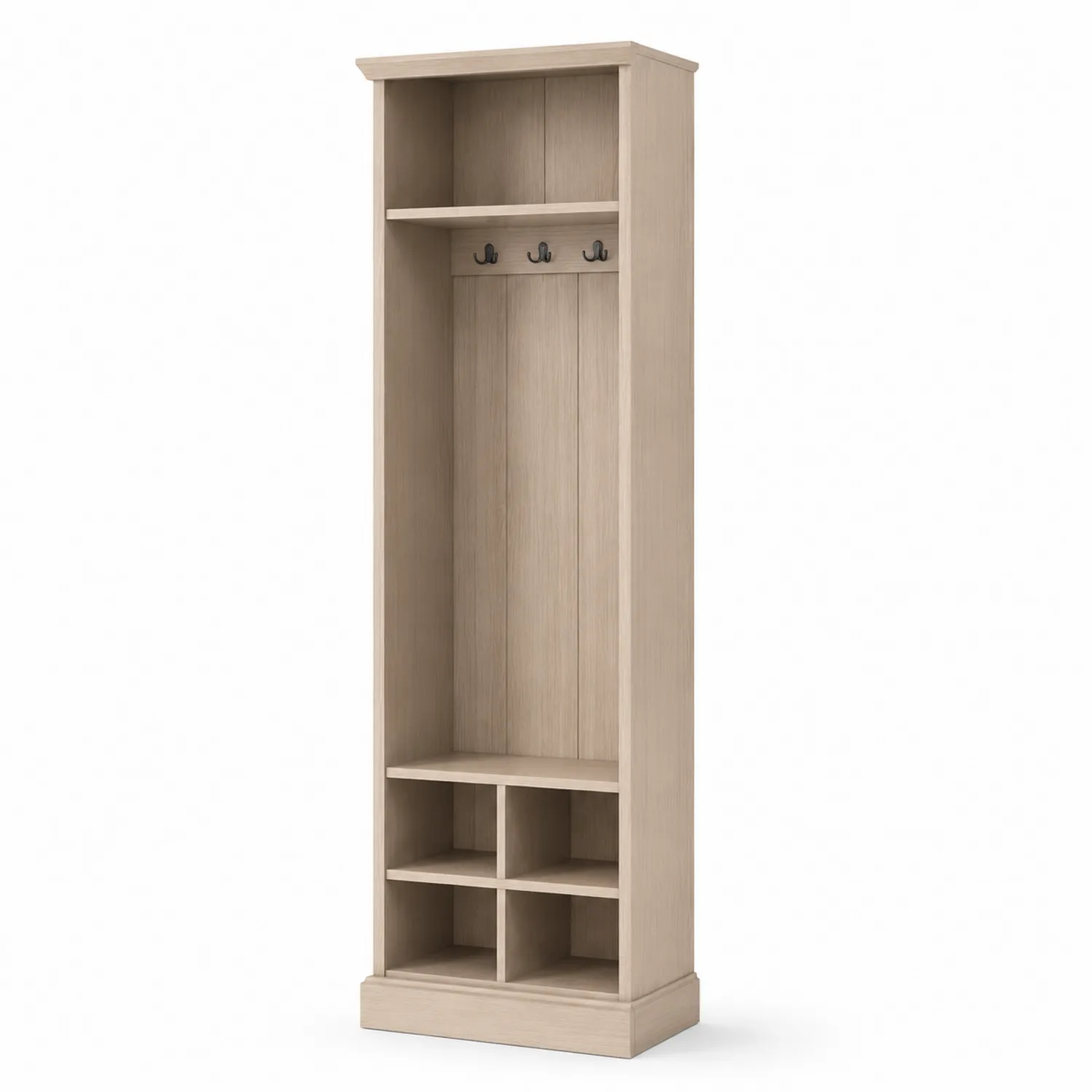 Estante Perchero Madera Beige con Estantes y Ganchos-Domlume