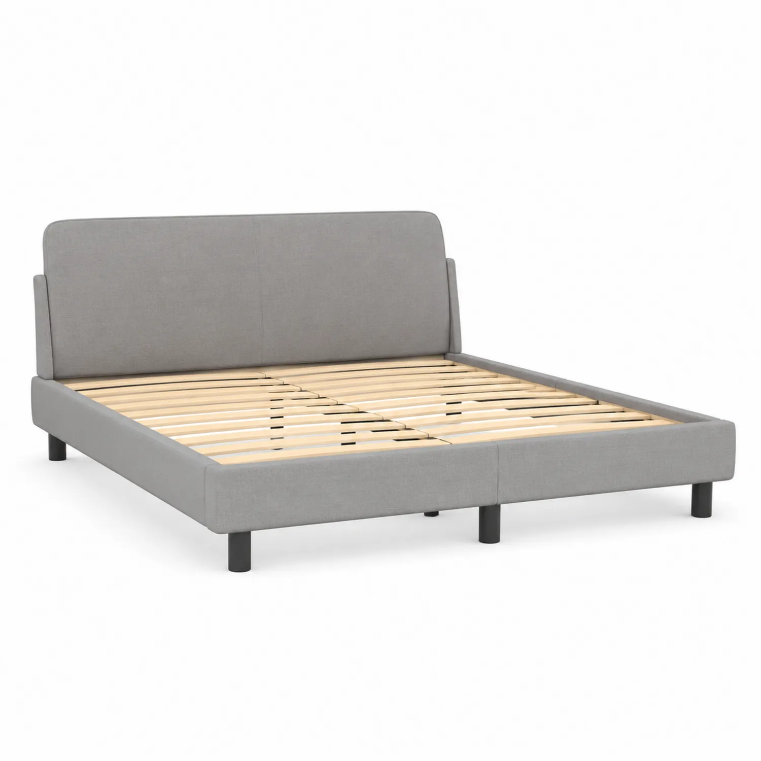 Cama de tela gris con somier de listones 200x160 cm-Domlume