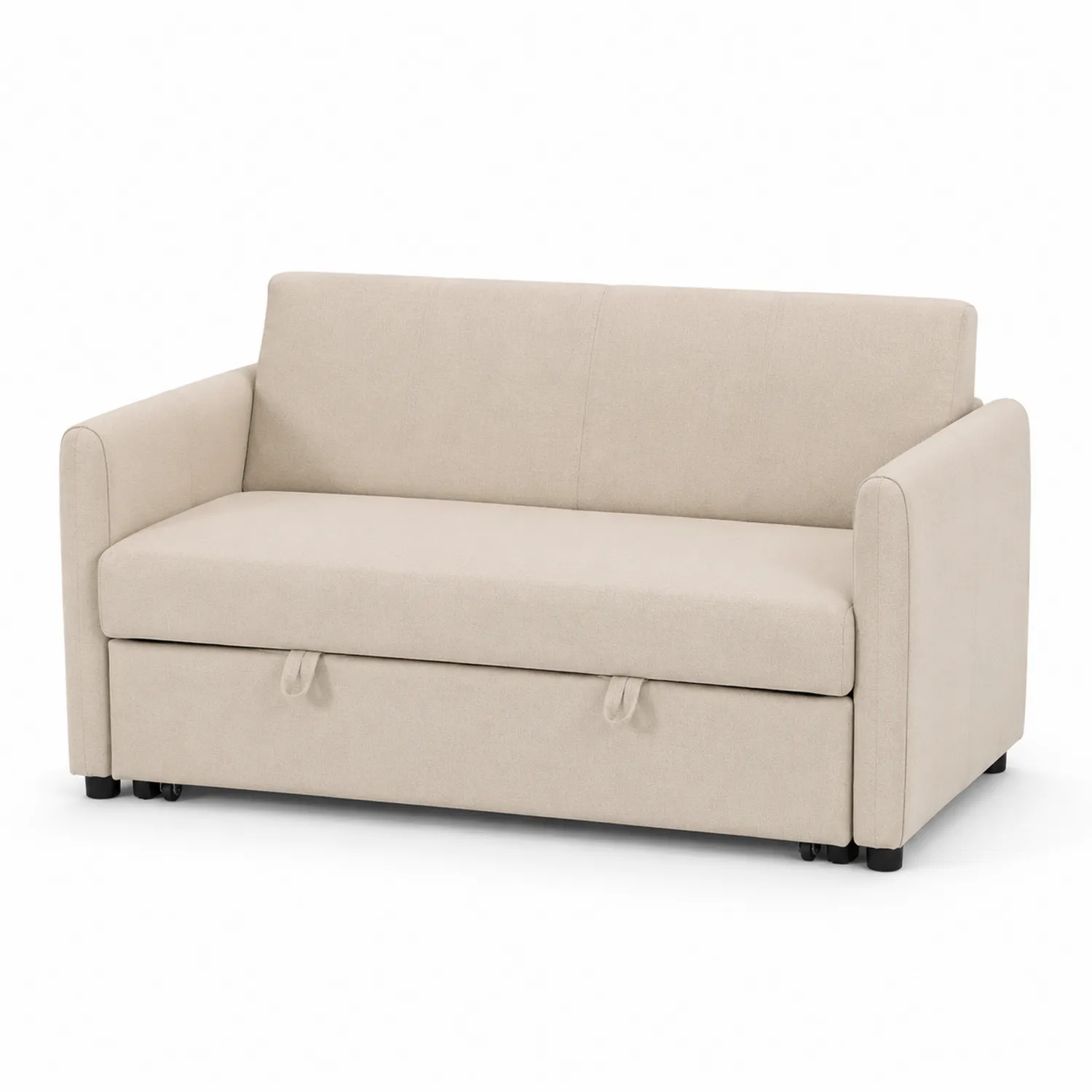 Sofá cama de 2 plazas de tela beige 180 cm-Domlume