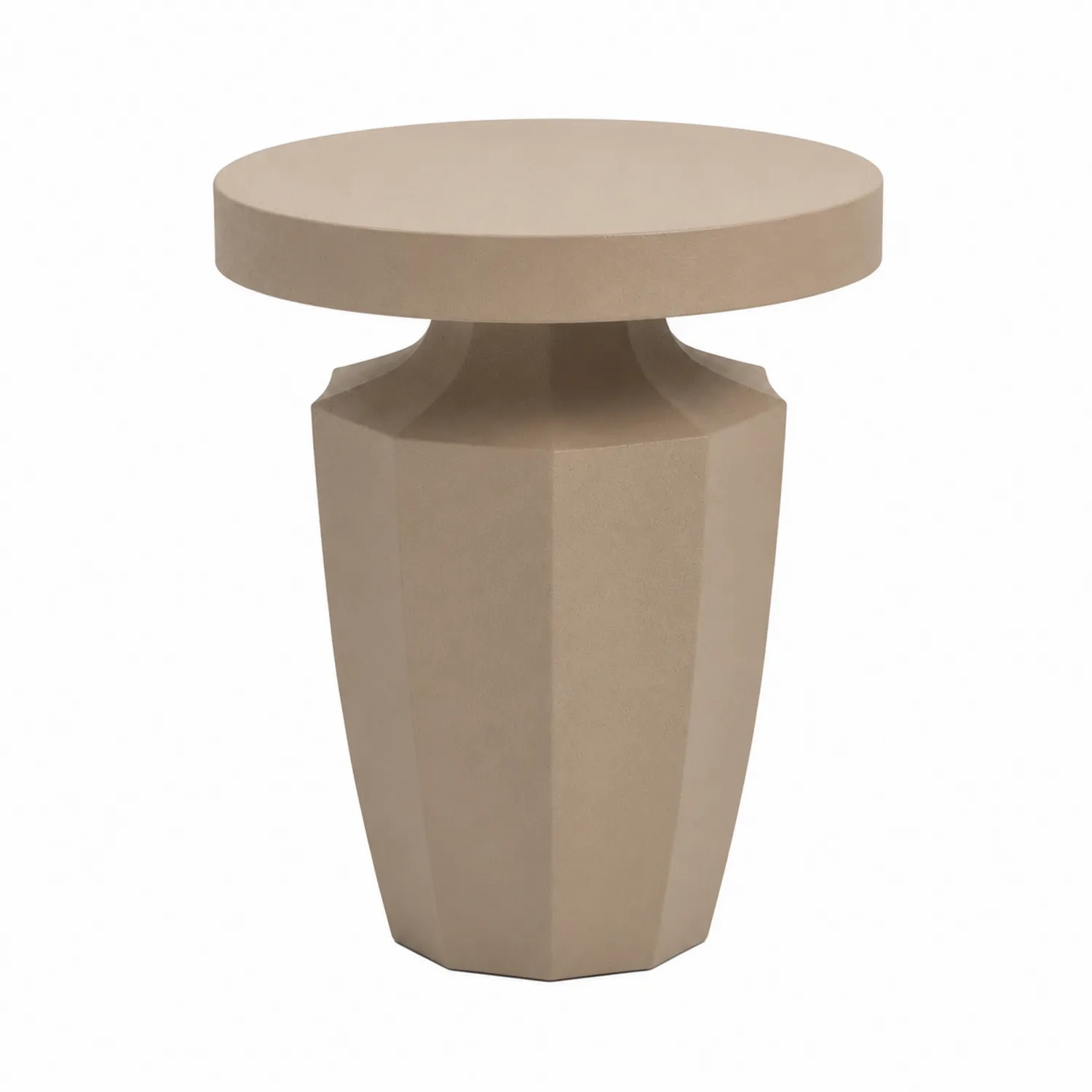 Mesa auxiliar redonda de polietileno beige-Domlume