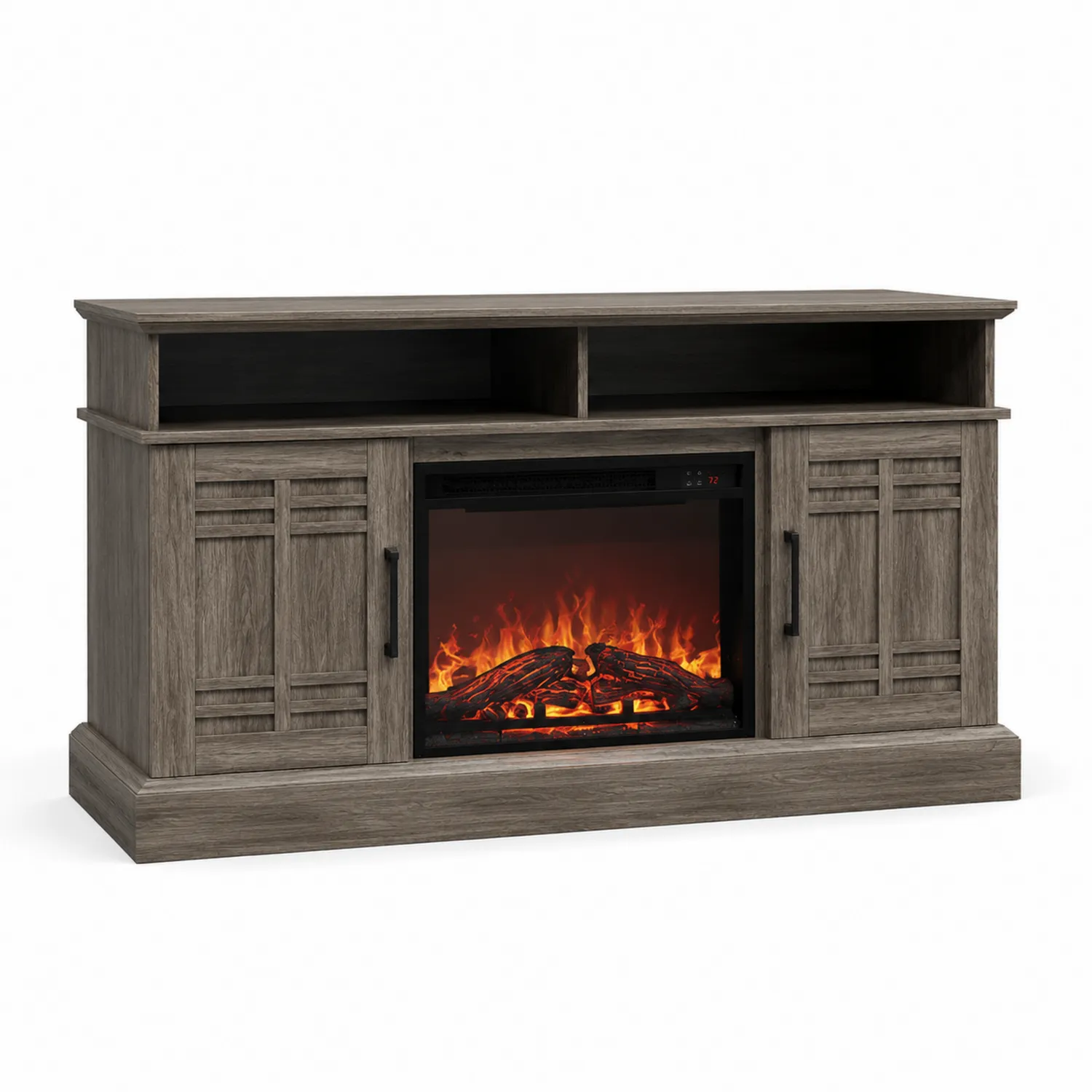 Mueble para TV con Chimenea Eléctrica de Madera Gris 152x40x90 cm-Domlume