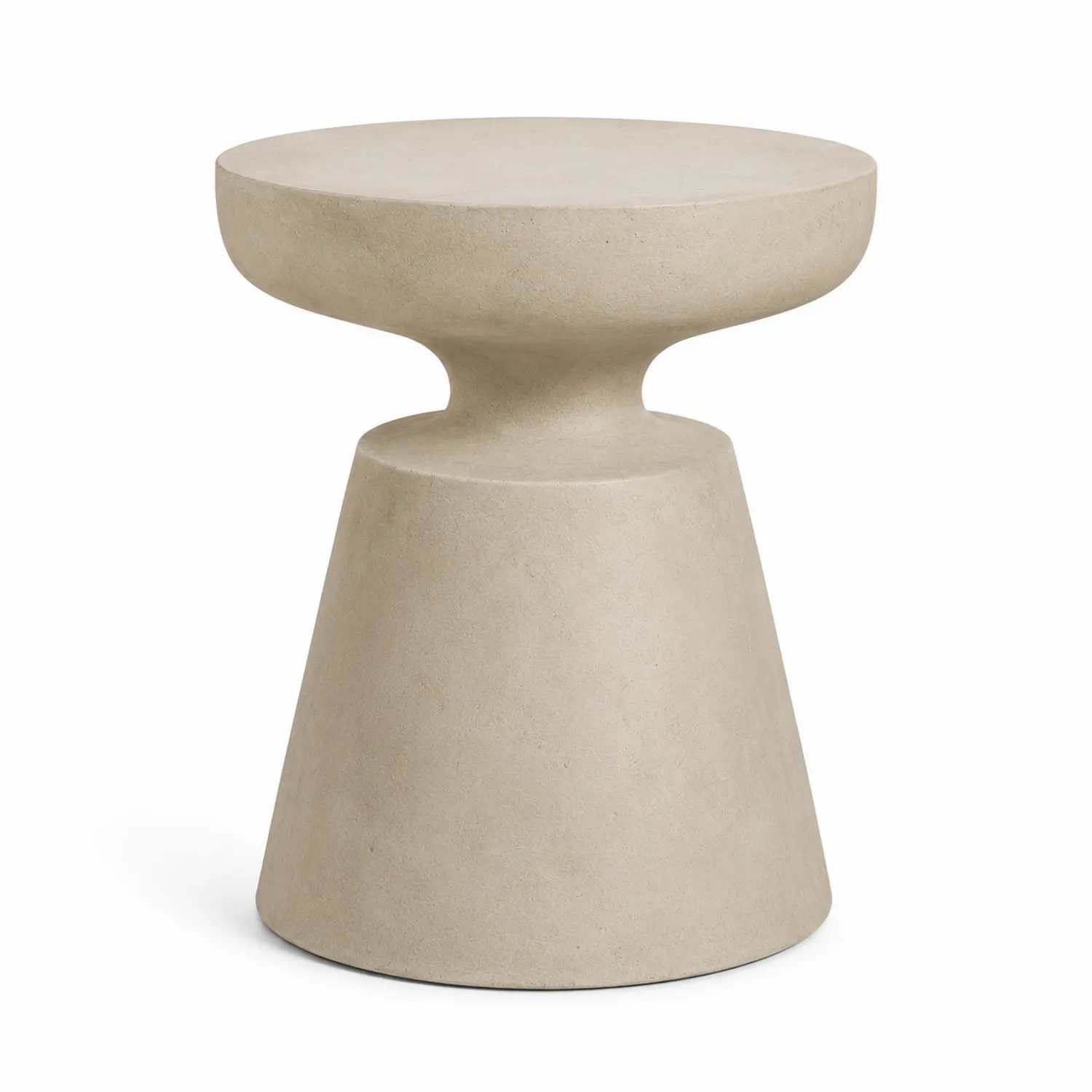 Mesa auxiliar de hormigón beige redonda 40 cm x 50 cm-Domlume