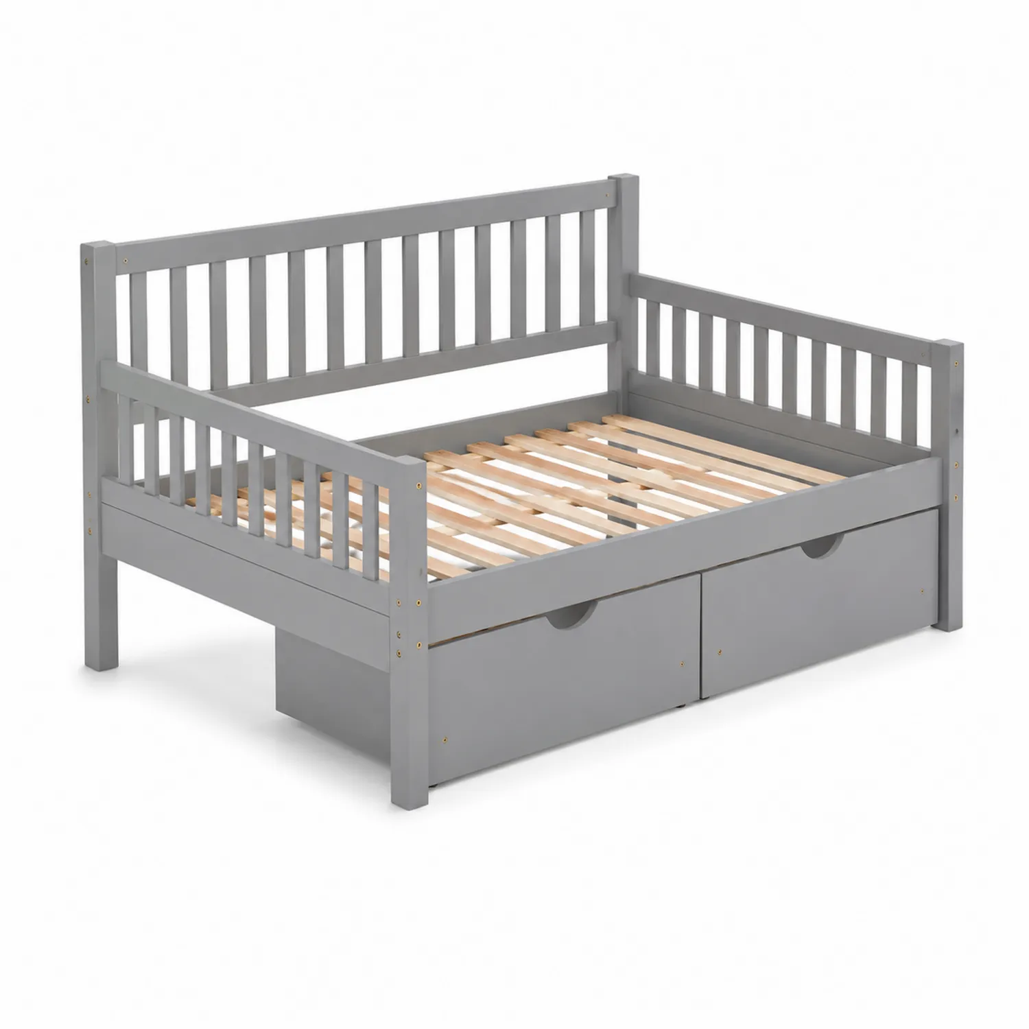 Cama de madera con cajones gris 195x98x66 cm-Domlume