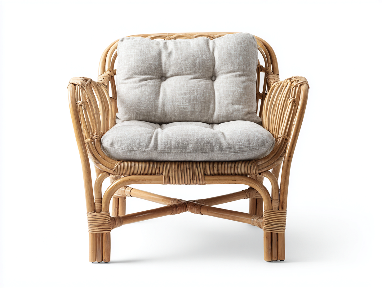Sillones de ratán natural 68x72x82 cm - marrón claro y beige - estilo moderno para exterior-Coluxohouse