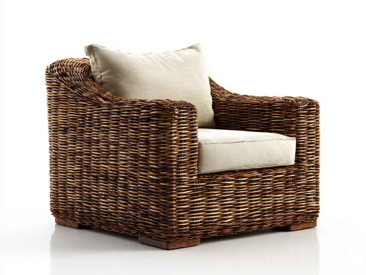 Sillones de ratán trenzado 70x75x80 cm - marrón y beige - estilo natural para exterior-Coluxohouse