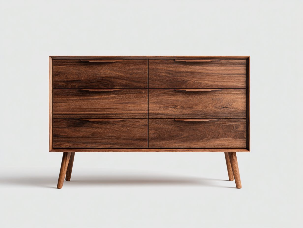 Cómoda de madera maciza 110x40x75 cm - color nogal - diseño moderno para dormitorio-Coluxohouse