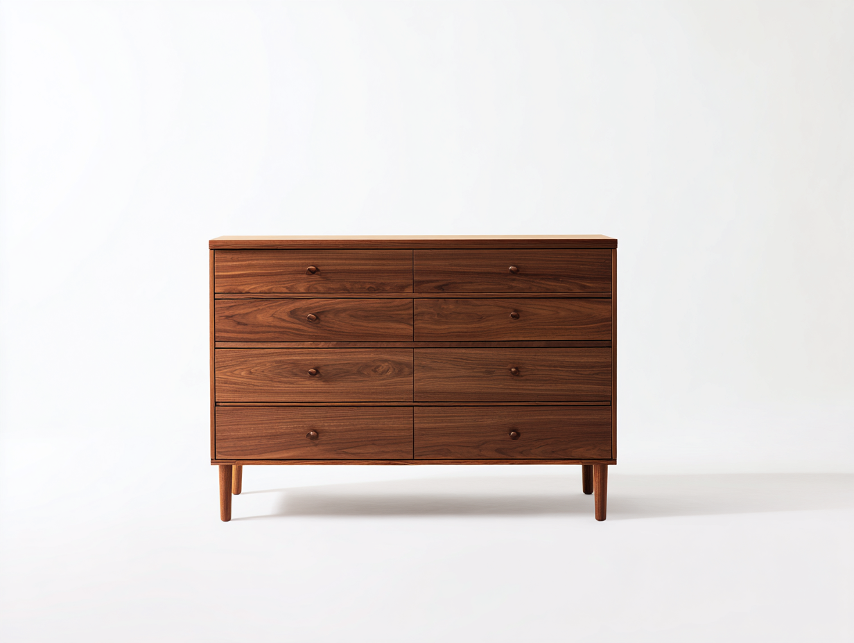 Cómoda de madera maciza 120x40x80 cm - color nogal - diseño moderno para dormitorio-Coluxohouse