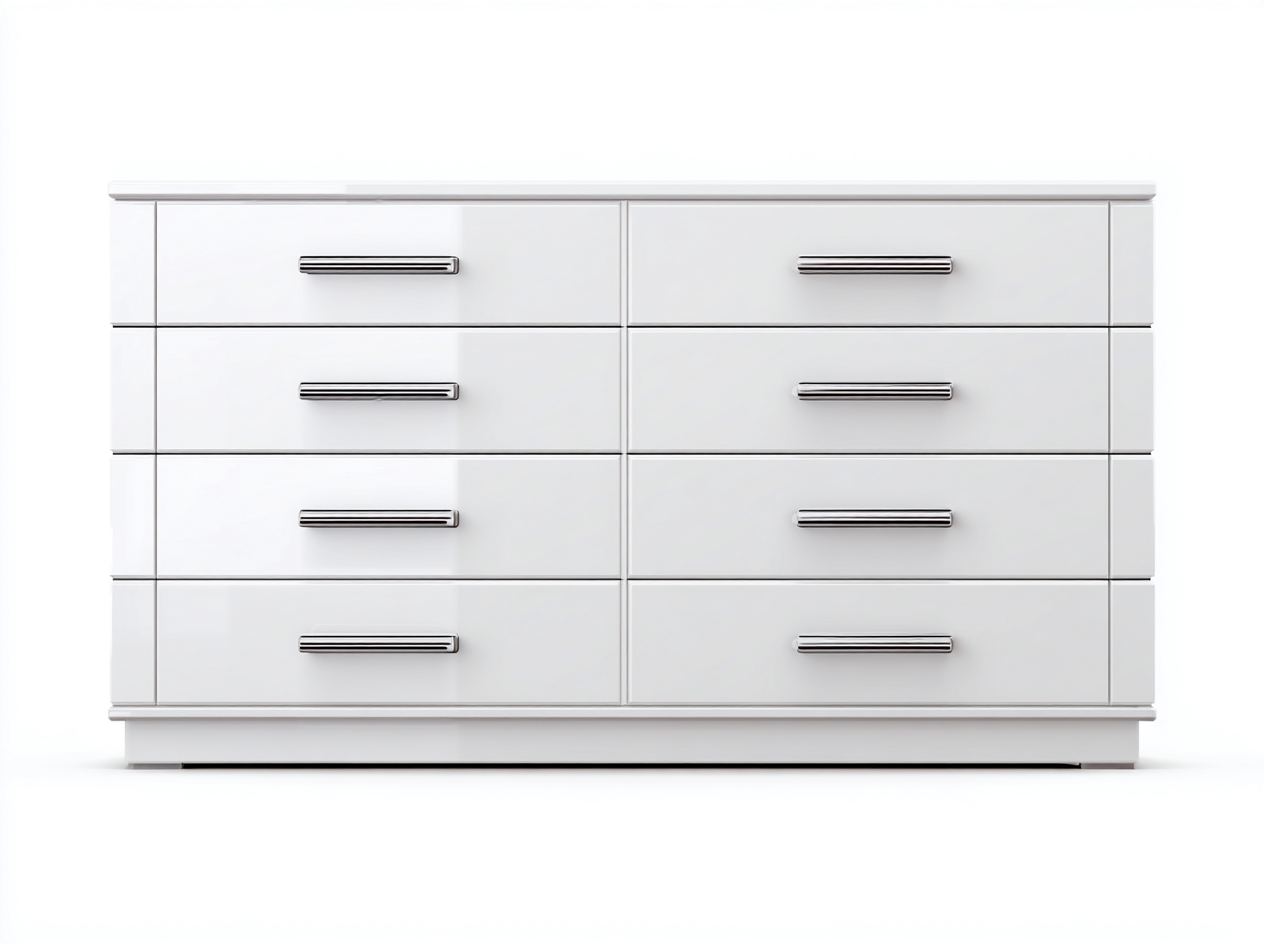 Cómodas de dormitorio 120x40x80 cm madera MDF blanca con 8 cajones - diseño moderno-Coluxohouse