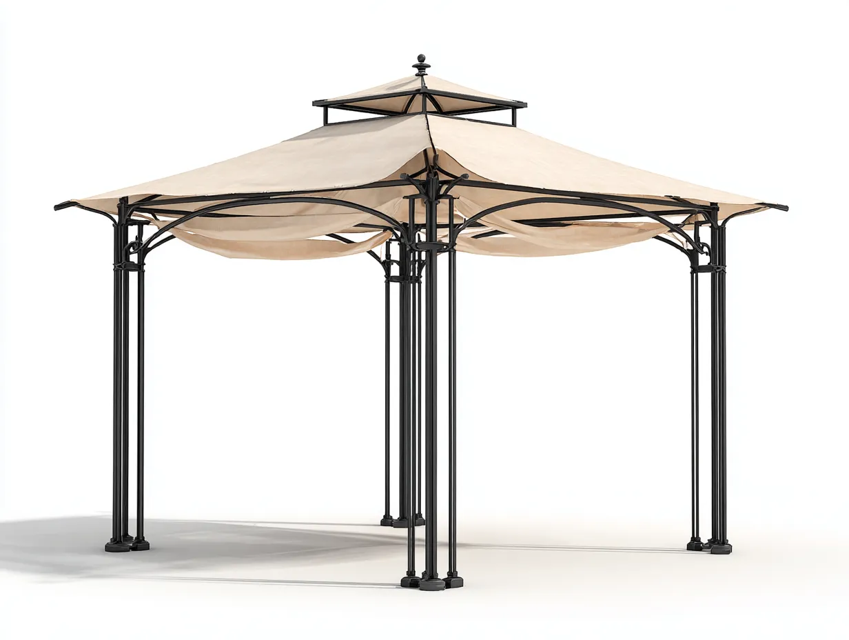 Pérgola de jardín acero 300x300x260 cm - beige-negro - diseño clásico con toldo-Ninorohome