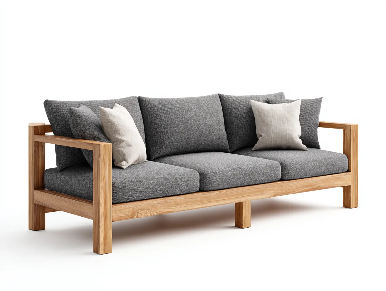 Sofás de exterior madera 200x80x75 cm gris marrón conjunto jardín estilo moderno-Ninorohome
