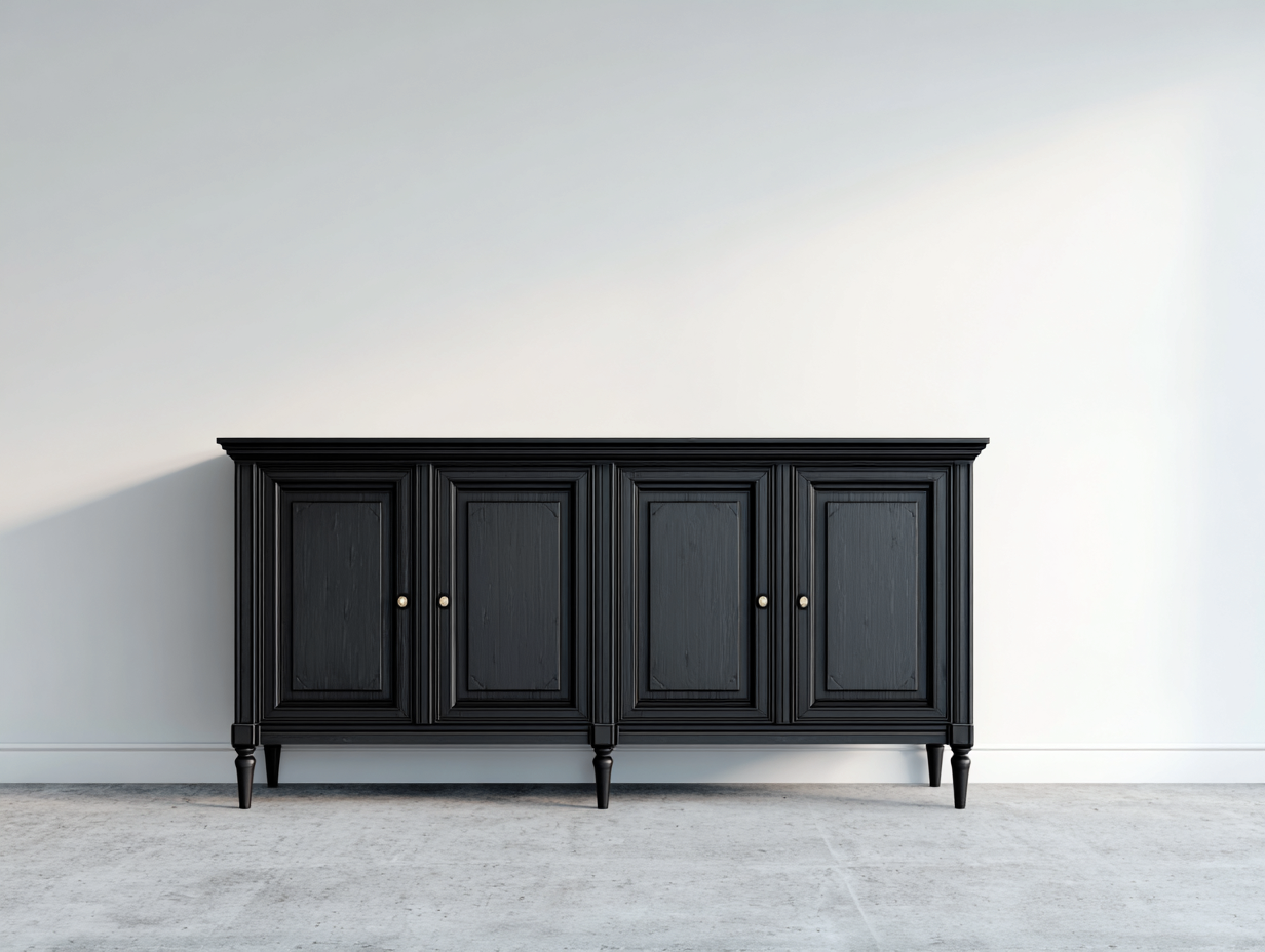 Mueble recibidor madera 180x40x80 cm negro almacenamiento salón estilo clásico-Ninorohome