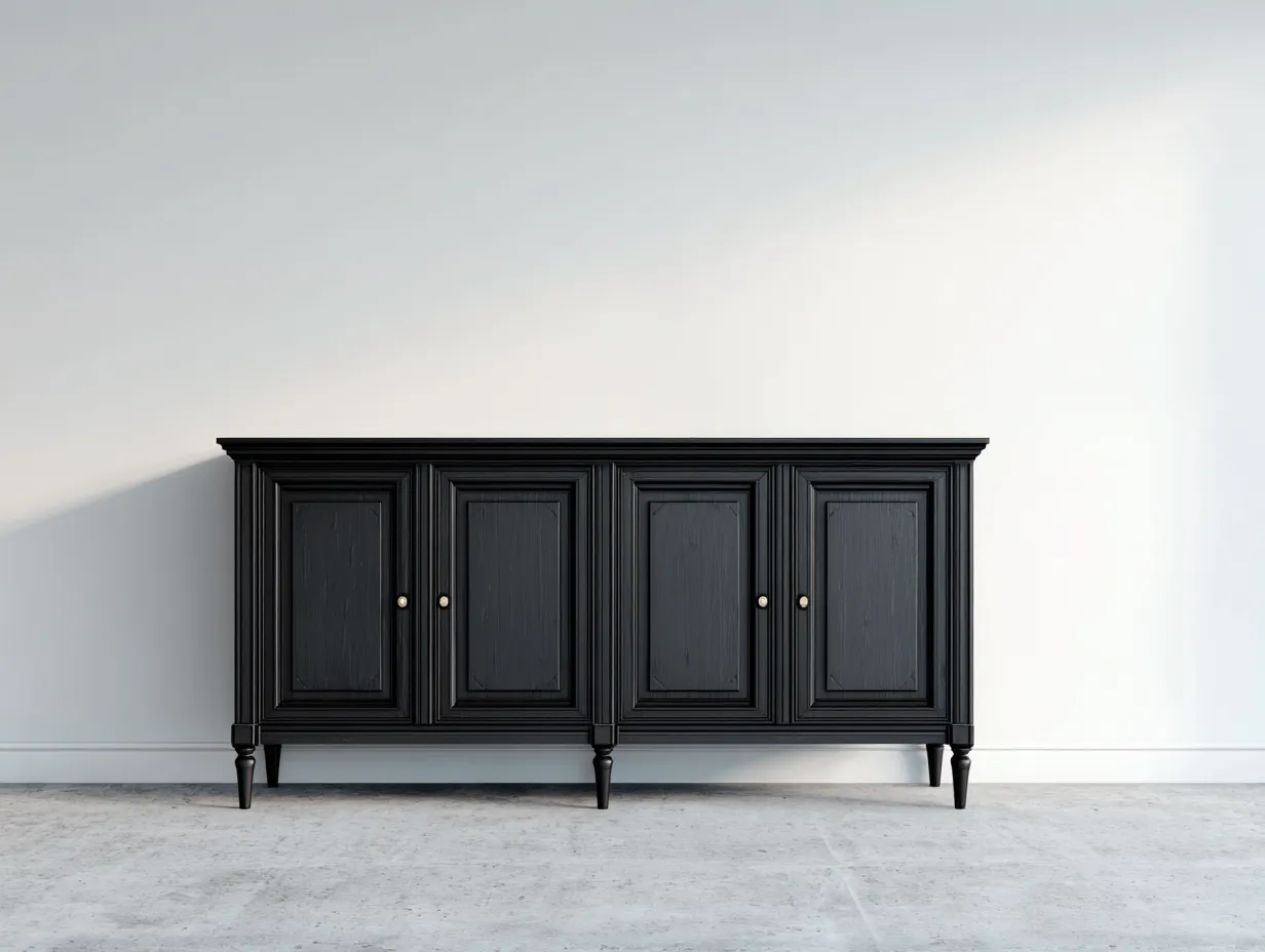 Mueble recibidor madera 180x40x80 cm negro almacenamiento salón estilo clásico-Ninorohome