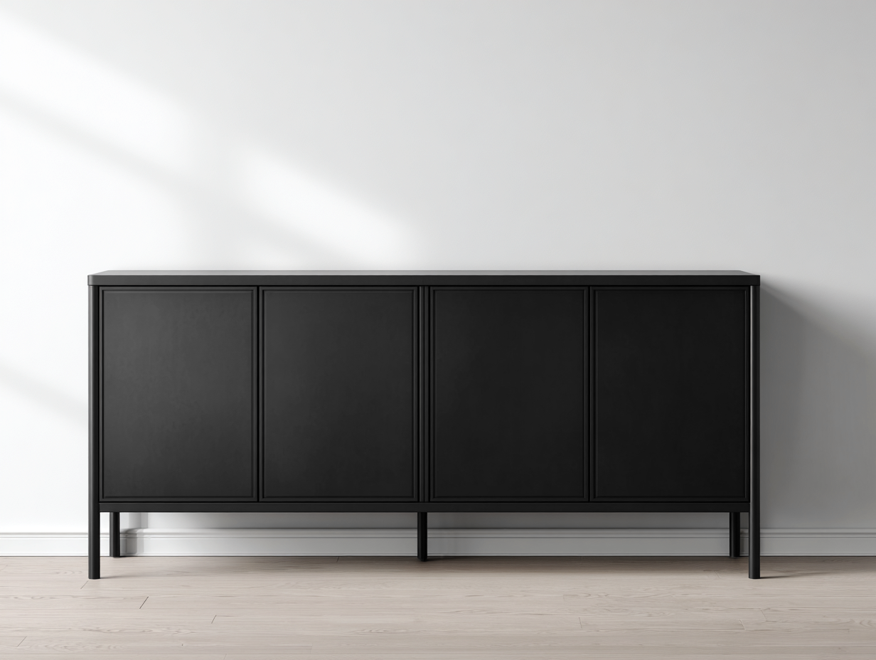 Mueble recibidor madera 200x45x80 cm - negro - con almacenamiento - diseño minimalista-Ninorohome
